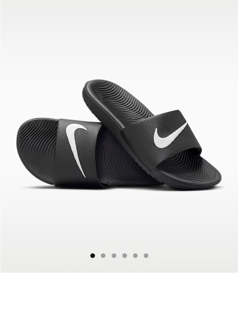 New Nike Black Kawa Slide Sandals with White Swoosh Size 6